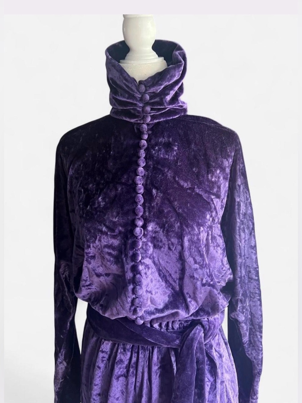 Vintage 70’s Georges Rech Paris made in France purple crush velvet maxi dress